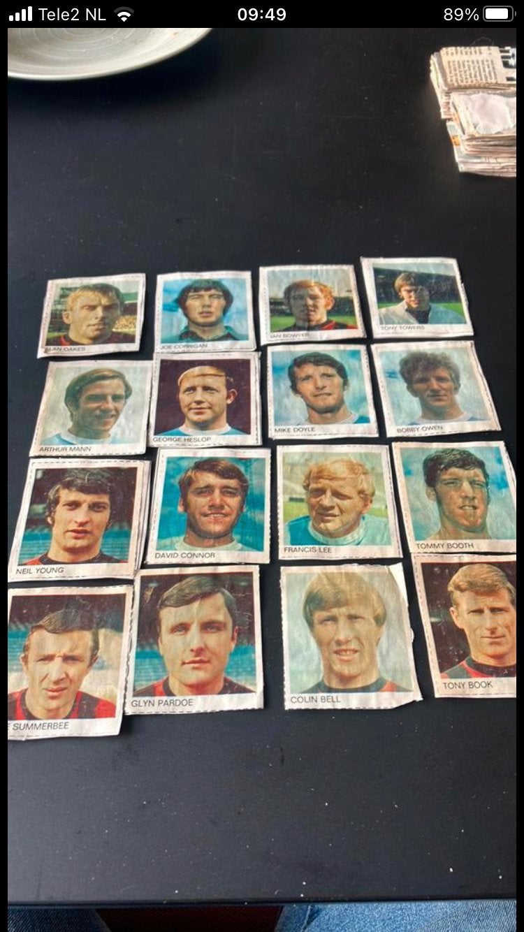 Manchester city 1-0 panini 1970-1971, Verzamelen, Ophalen of Verzenden, Gebruikt, Buitenlandse clubs, Poster, Plaatje of Sticker