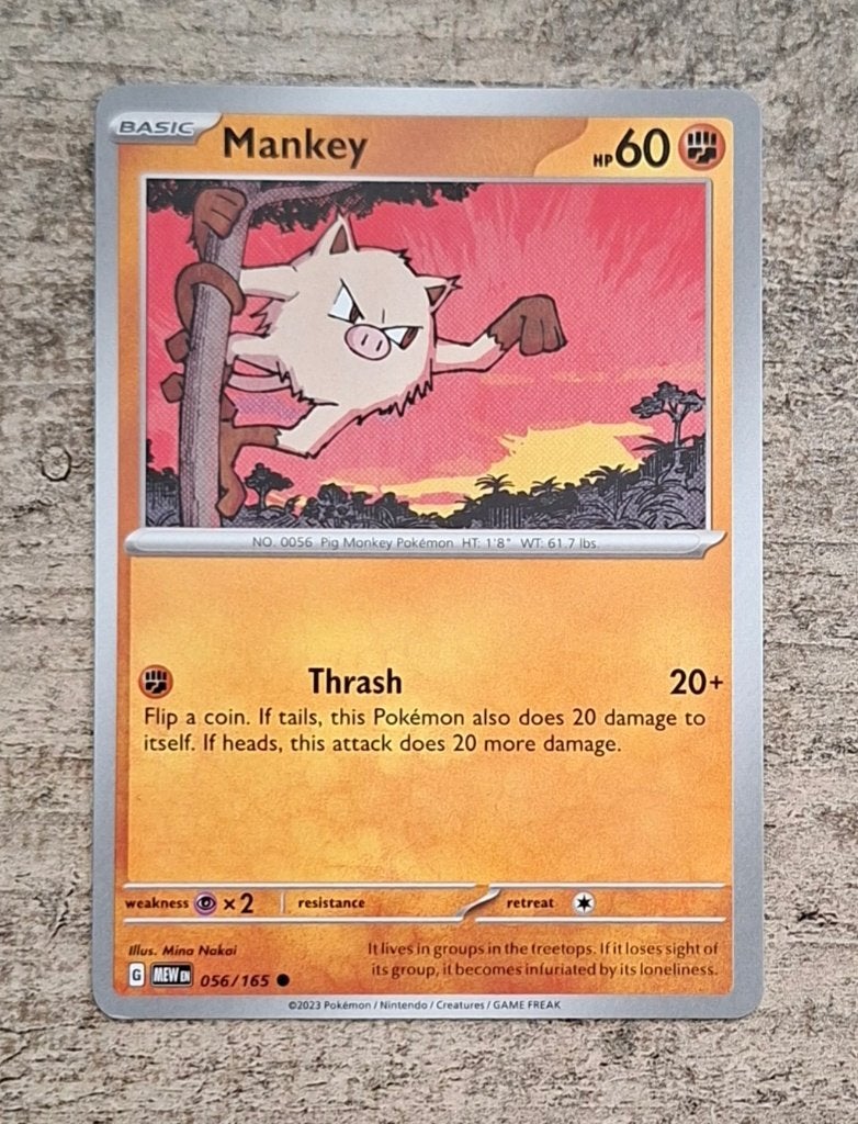 Mankey 056/165 - Pokémon 151, Hobby en Vrije tijd, Verzamelkaartspellen | Pokémon, Verzenden, Zo goed als nieuw, Losse kaart