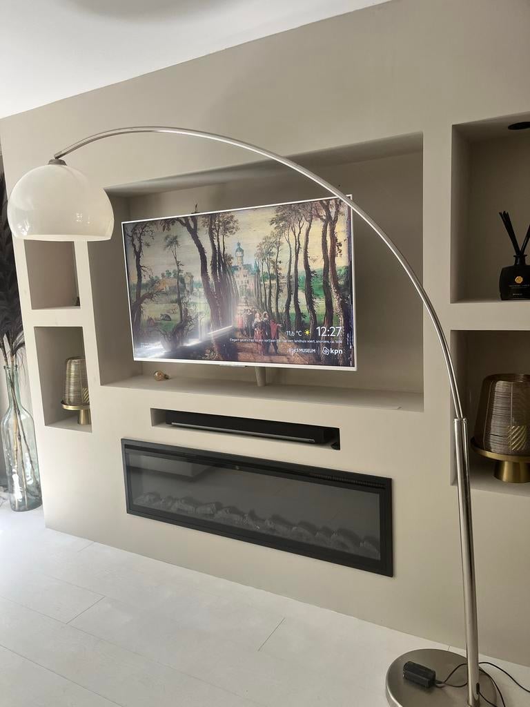 Vintage Booglamp met Moderne Kap - Dimbare Verlichting, Ophalen, Gebruikt, Metaal, 200 cm of meer