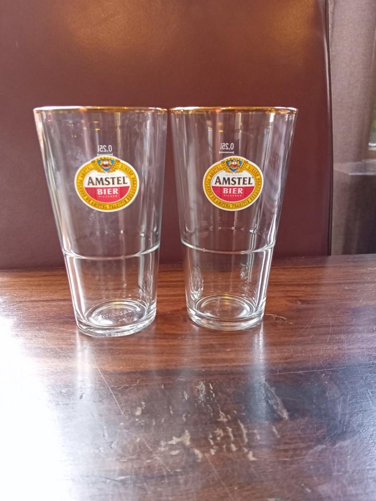 Amstel Bier Glazen  18 stuks., Ophalen of Verzenden, Gebruikt, Glas of Glazen, Amstel