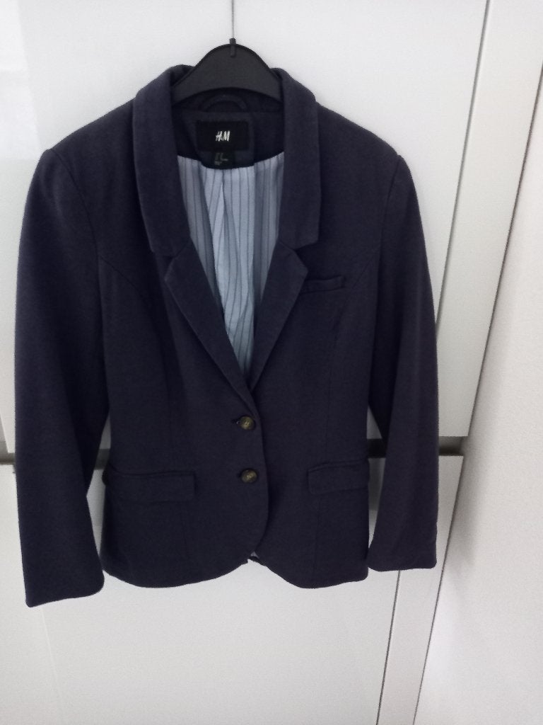 Blauwe blazer gevoerd maat 38., Maat 38/40 (M), H&M, Blauw, Ophalen of Verzenden