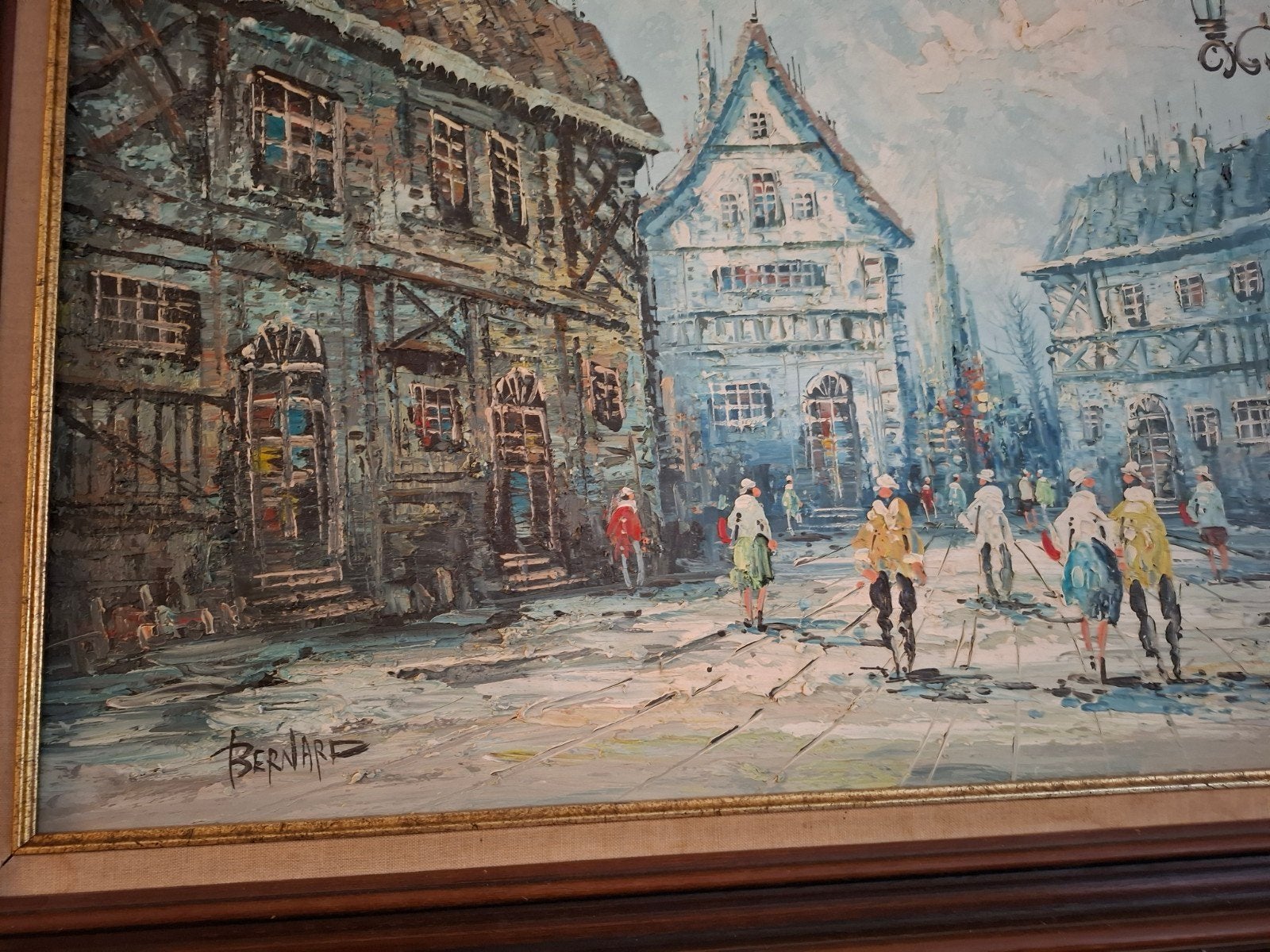 Olieverfschilderij 'Stadsgezicht' gesigneerd Bernard, Antiek en Kunst, Kunst | Schilderijen | Klassiek, Ophalen