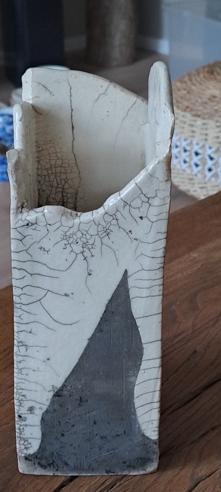 Unieke handgemaakte keramische design vaas met craquelé, Antiek en Kunst, Ophalen