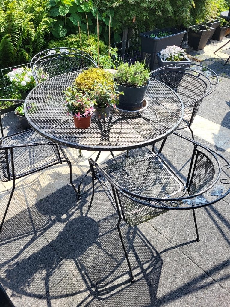 tuinset van strekmetaal, Tuin en Terras, Ophalen, Gebruikt, Tuinset, Eettafel