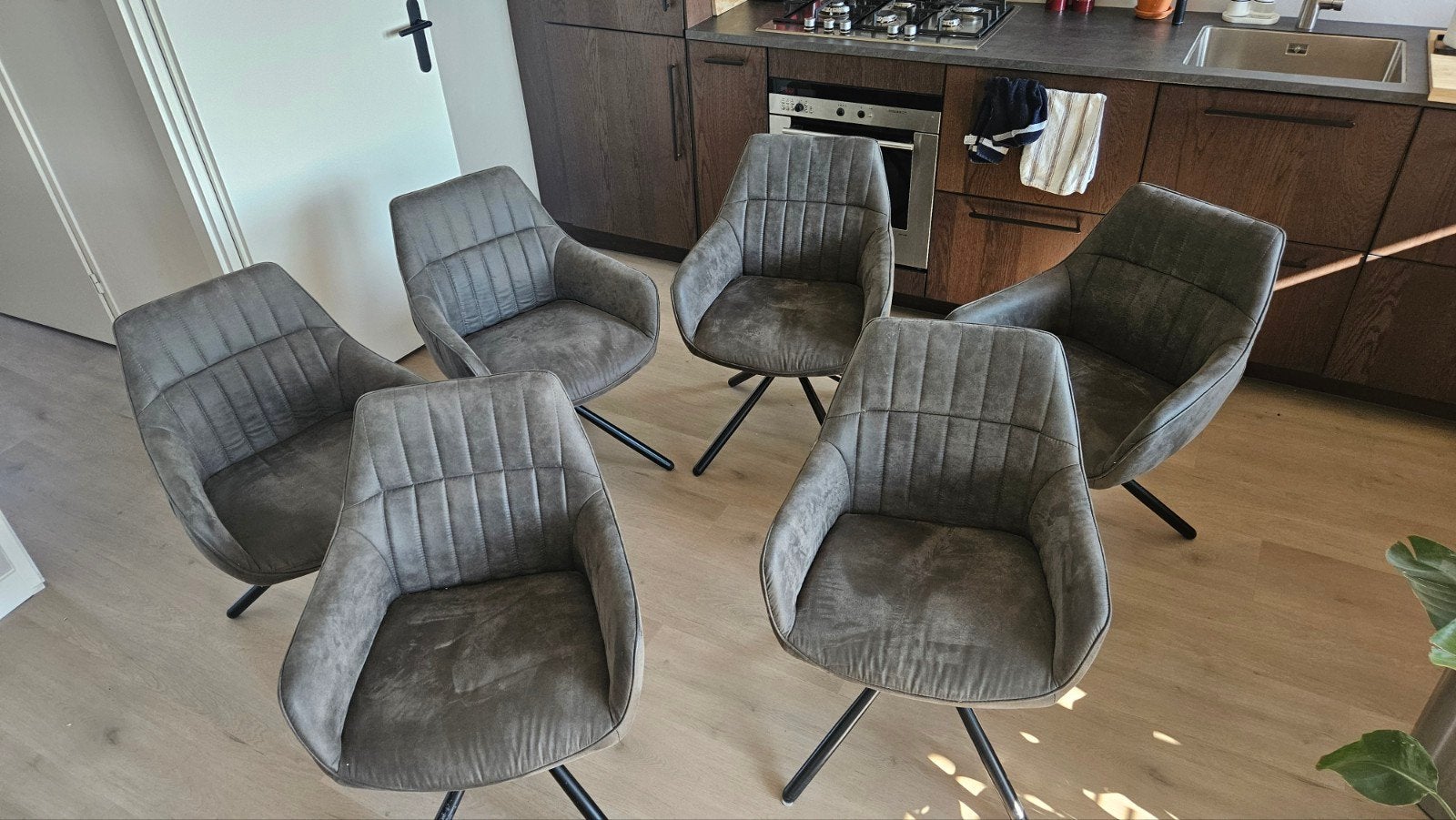 Mooie en stevige tafelstoelen set van 6 (5+1 gratis), Ophalen, Gebruikt, Vijf, Zes of meer stoelen, Stof