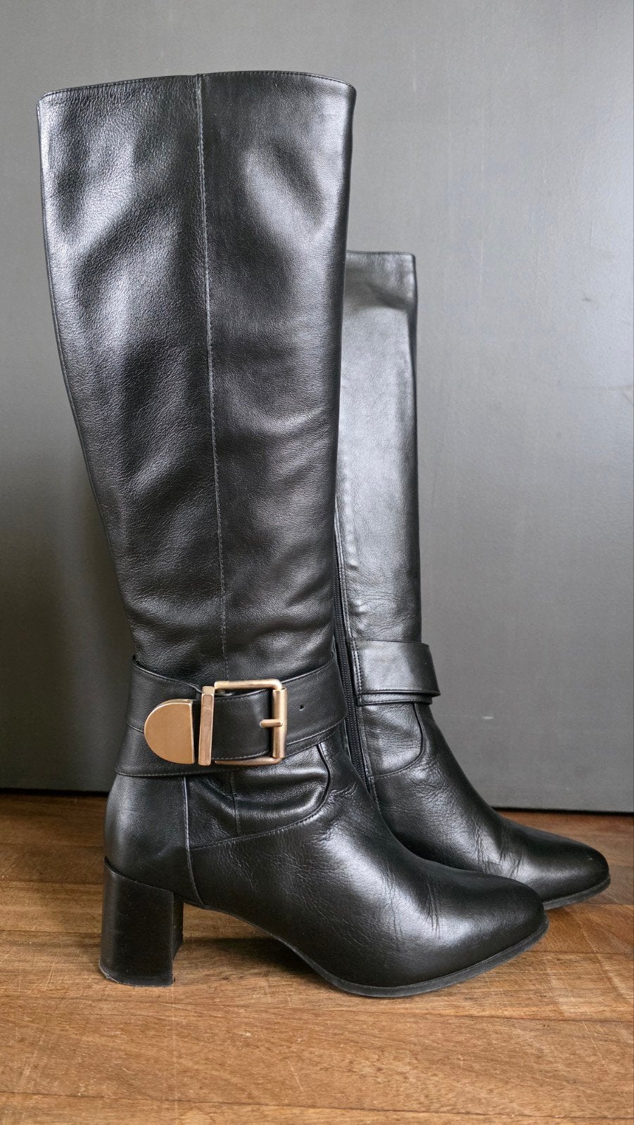 Leren laarzen- Notre-V - Maat 38 - Zwart, Kleding | Dames, Schoenen, Zwart, Ophalen of Verzenden, Zo goed als nieuw, Hoge laarzen