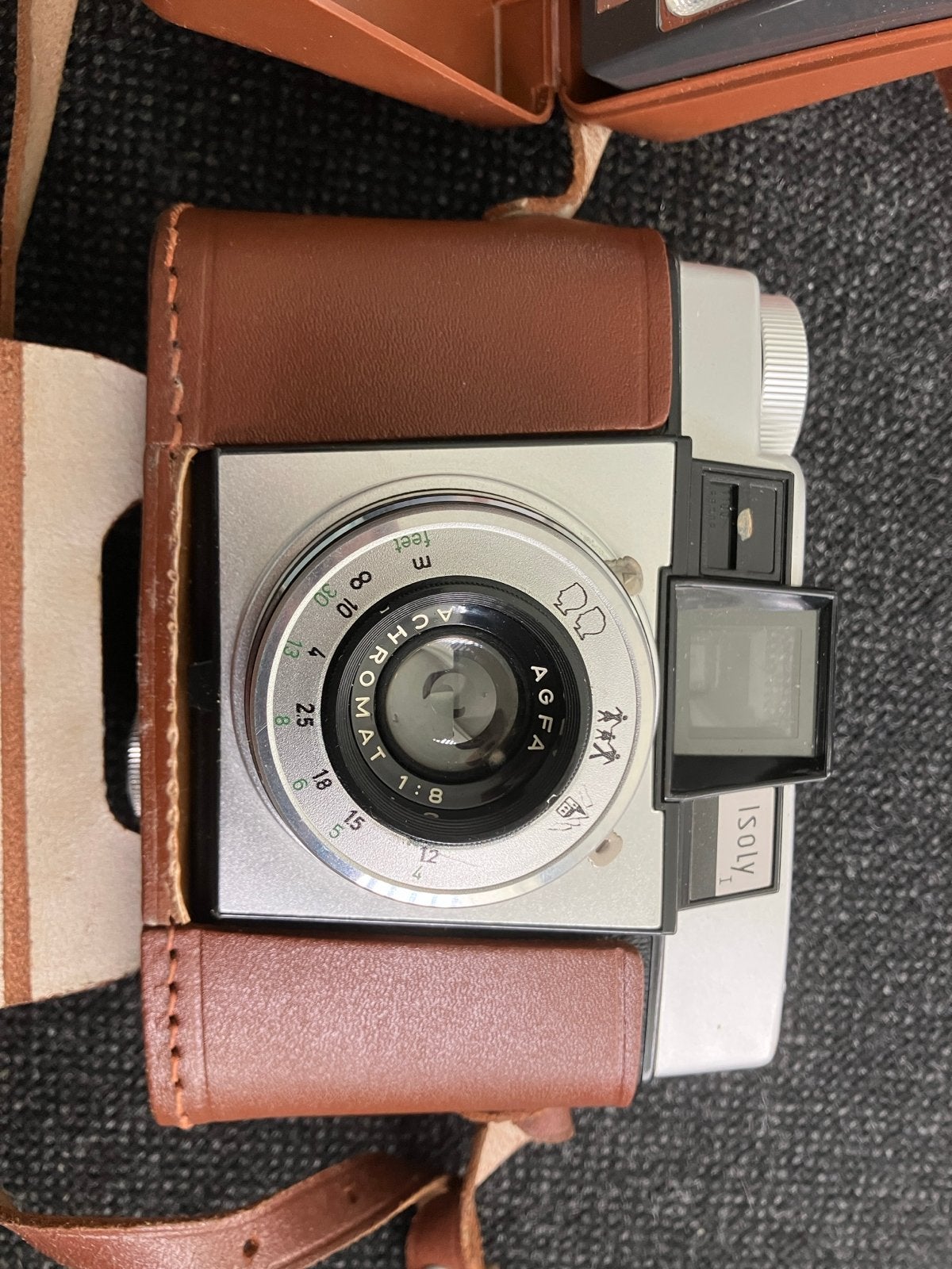 Agfa Isoly I Vintage Camera met Leren Tas en Flitser, Audio, Tv en Foto, Fotocamera's Analoog, Ophalen, Gebruikt, Compact, Overige Merken