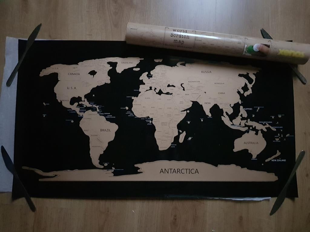 World scratch map 80x45 cm Xenos wereld kraskaart, Huis en Inrichting, Ophalen of Verzenden