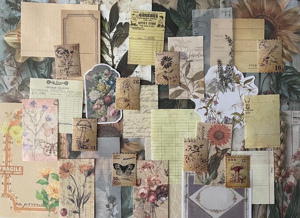 Scrapbooking natuurlijke kleuren papier en stickers, Verzenden, Nieuw, Papier of Karton