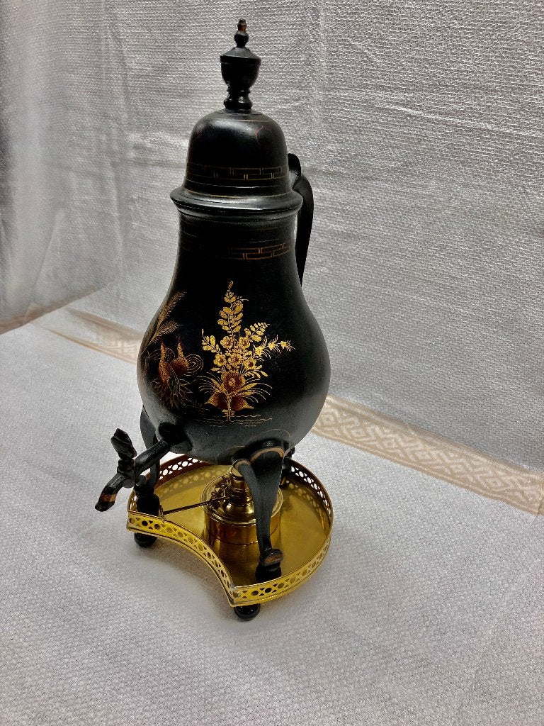 Handbeschilderde tinnen kraantjeskan chinoiserie ca 1960, Verzenden