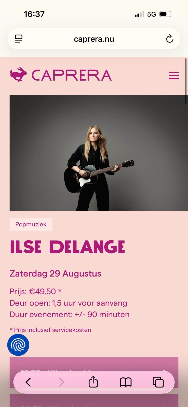 Ilse de lange caprera 1 vrije plek zaterdag 29 augustus, Tickets en Kaartjes, Eén persoon, Augustus
