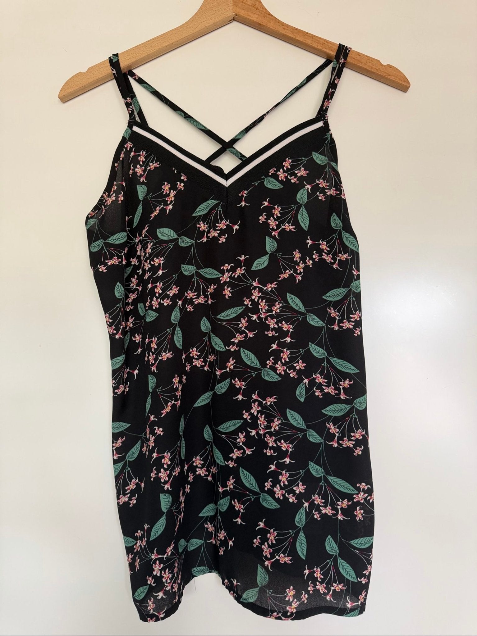 Eksept Zwarte Bloemenprint Spaghetti Top Klein, Zwart, Ophalen of Verzenden, Zo goed als nieuw, Eksept