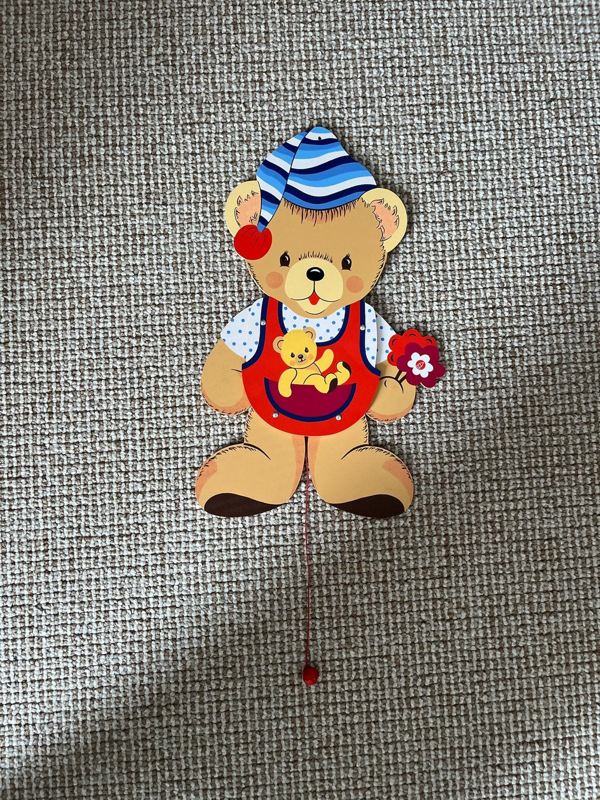 Te koop: houten trekpop, beer, kinderen. Wanddecoratie., Ophalen of Verzenden, Nieuw, Wanddecoratie