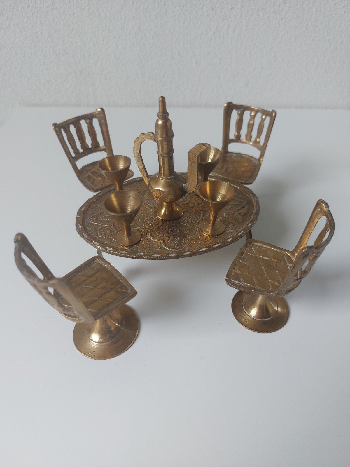 Koperen Miniatuur Eetkamerset / Eethoek, Ophalen of Verzenden