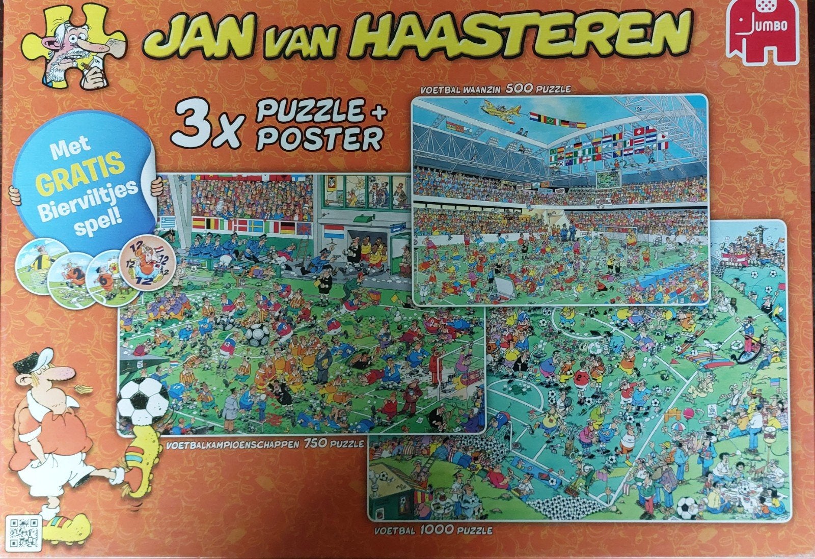 Jan van Haasteren 3 in 1 Voetbal, Ophalen, 500 t/m 1500 stukjes, Zo goed als nieuw, Legpuzzel