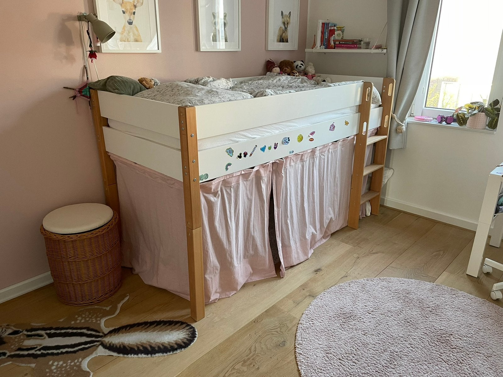 Halfhoogslaper/Bed kinderen wit beuken hout, Ophalen, Zo goed als nieuw, Eenpersoons
