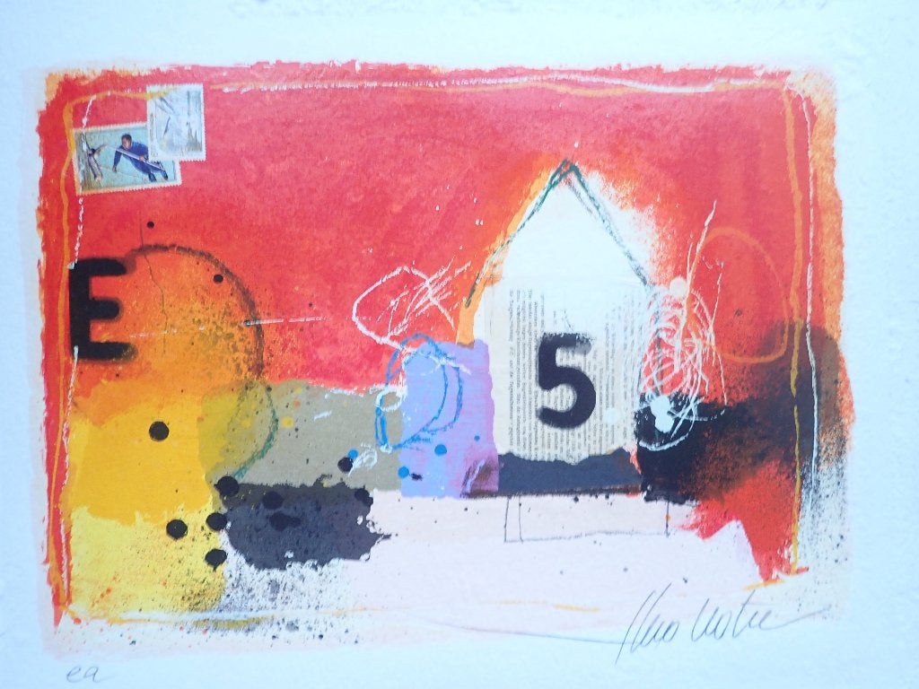 Theo Koster (1952) - Zeefdruk "5", Antiek en Kunst, Ophalen of Verzenden