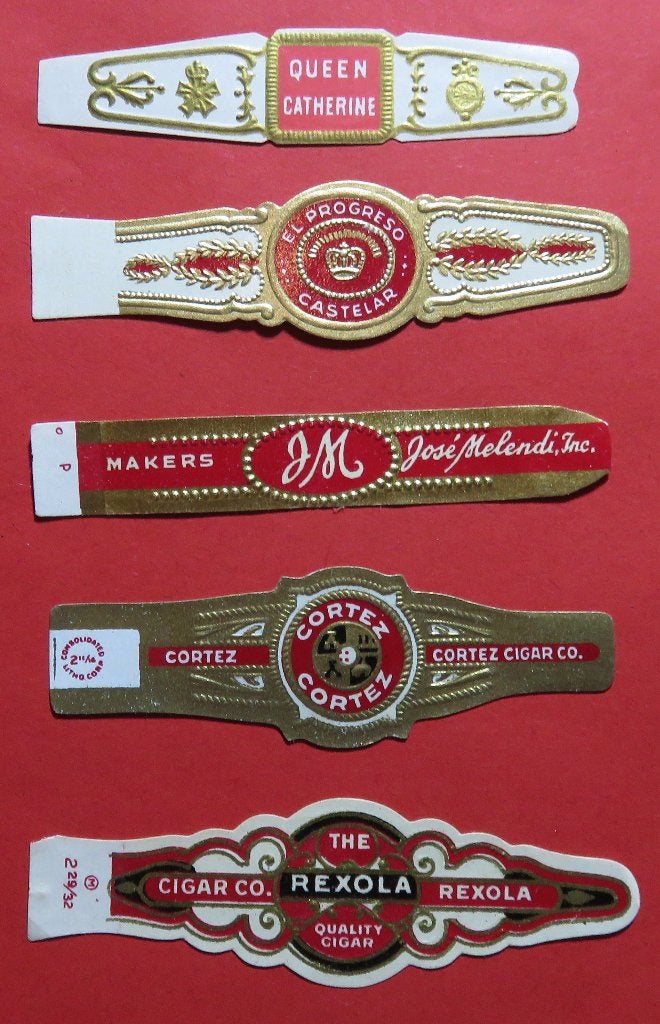 US USA Amerikaans sigarenbandje 5x, Verzenden, Gebruikt, Sigarenbandjes