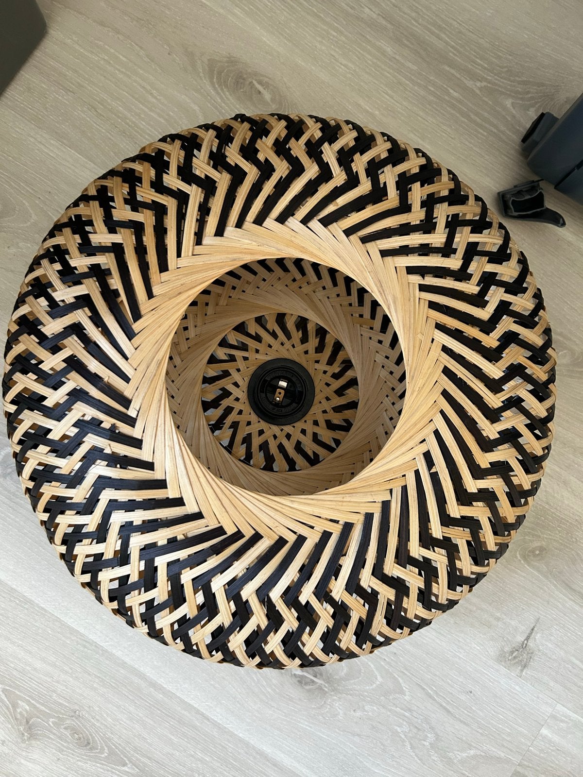 Te koop Qazqa Plafondlamp Bamboe Zwart/Naturel - Hanglamp, Huis en Inrichting, Qazqa, Modern, Zwart, Natuurlijk materiaal