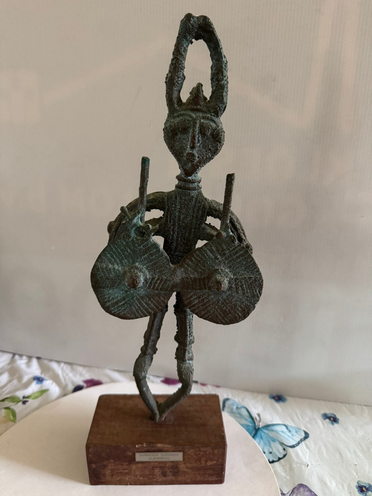 Bronzen beeld Sardijnse krijger, Gepatineerd, Ophalen of Verzenden, Brons, 20 - 50 cm