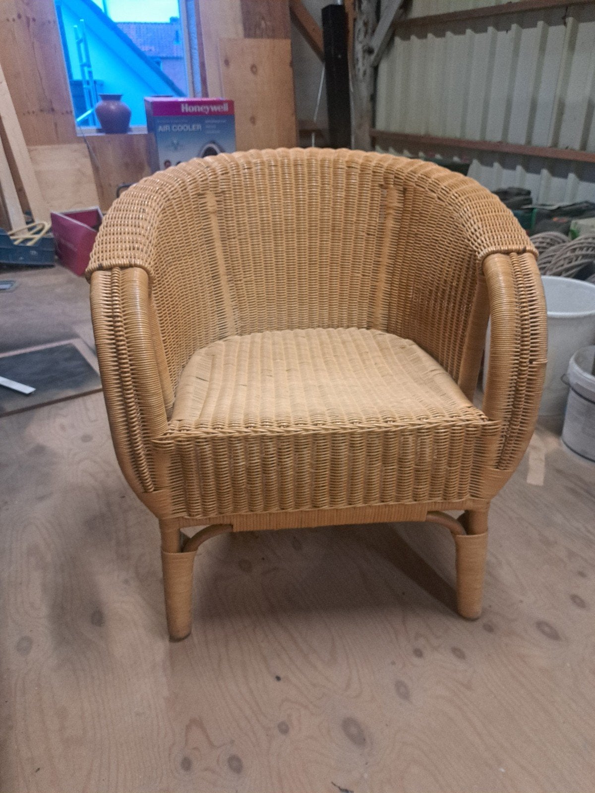 Rotan stoeltje - Vintage look, Ophalen, Gebruikt, Bruin, Riet of Rotan