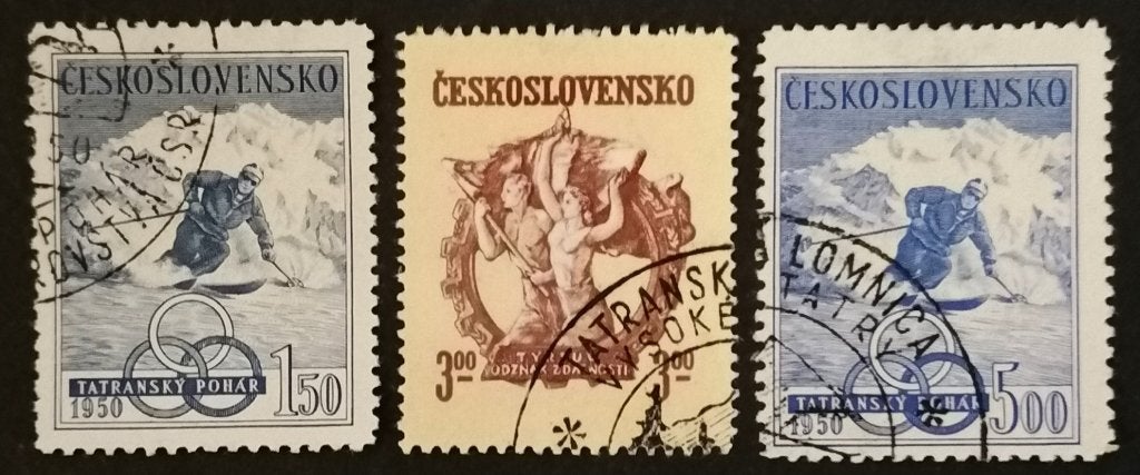 Tsjechoslowakije nrs. 605 t/m 607 - 1950, Verzenden, Overige landen, Gestempeld