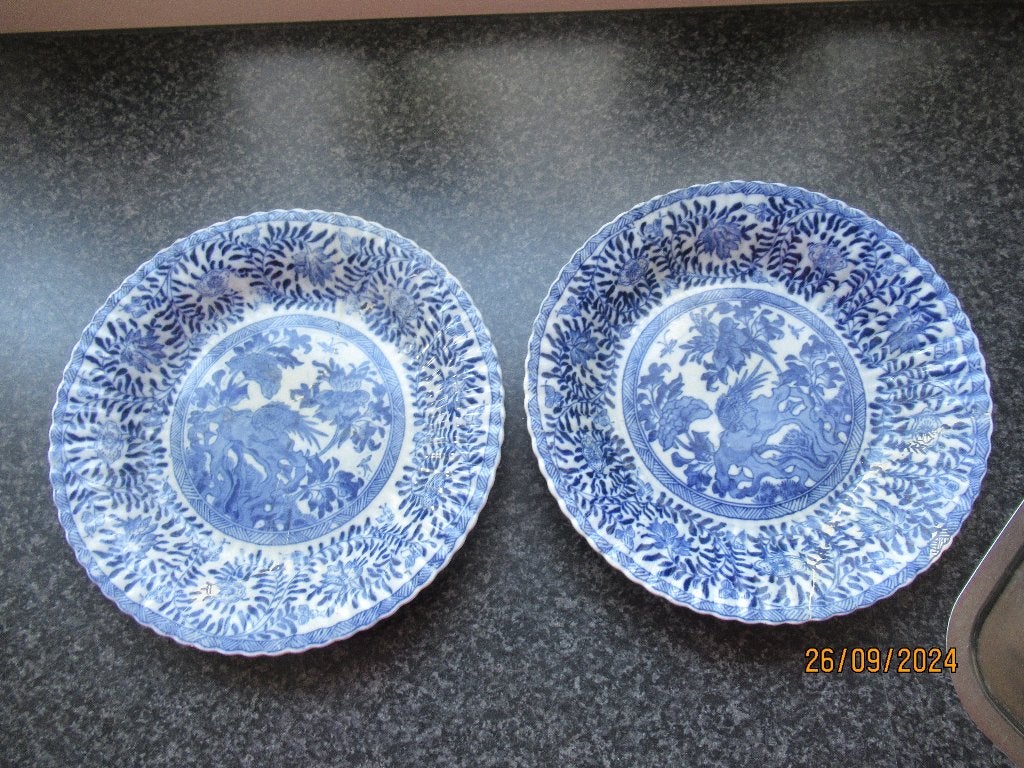 2 ANTIEKE CHINESE BLAUWE BORDEN- GERESTAUREERD, Ophalen of Verzenden
