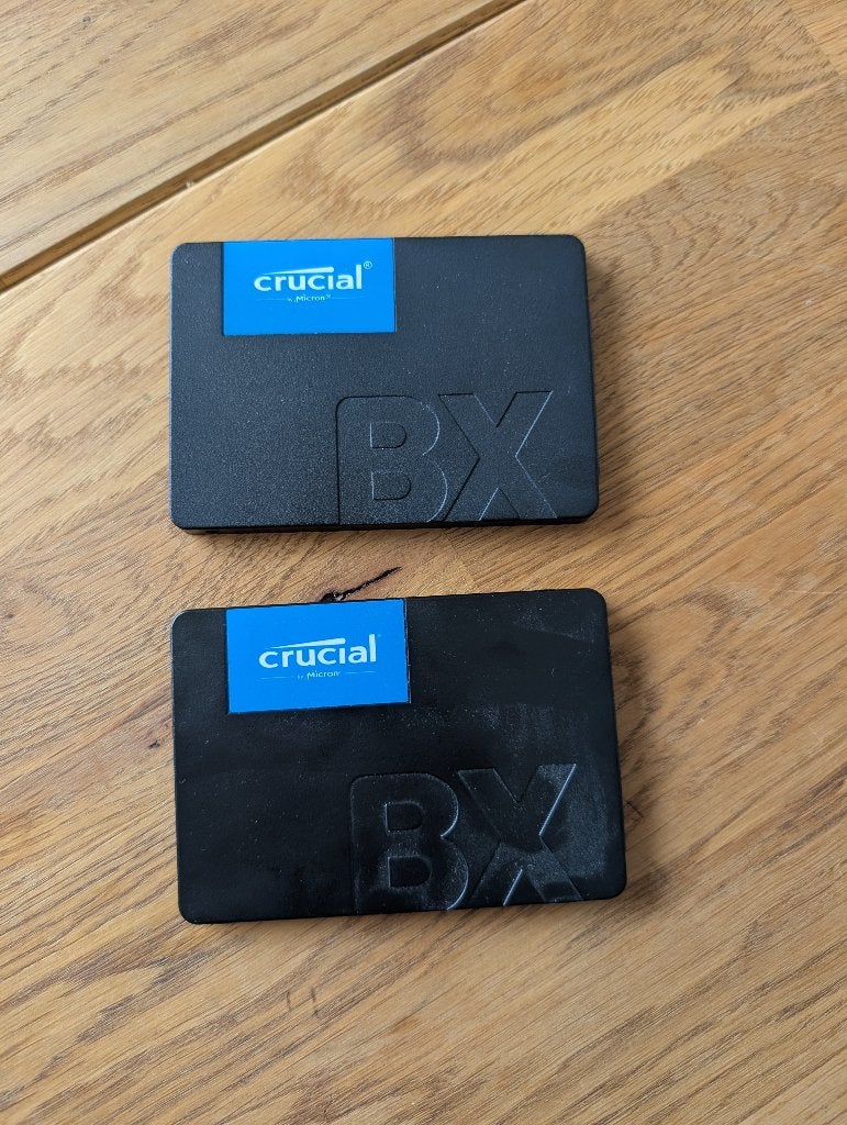 2x Crucial BX500 500GB 2.5” SATA SSD, Computers en Software, Harde schijven, Ophalen, Intern, Gebruikt, Crucial