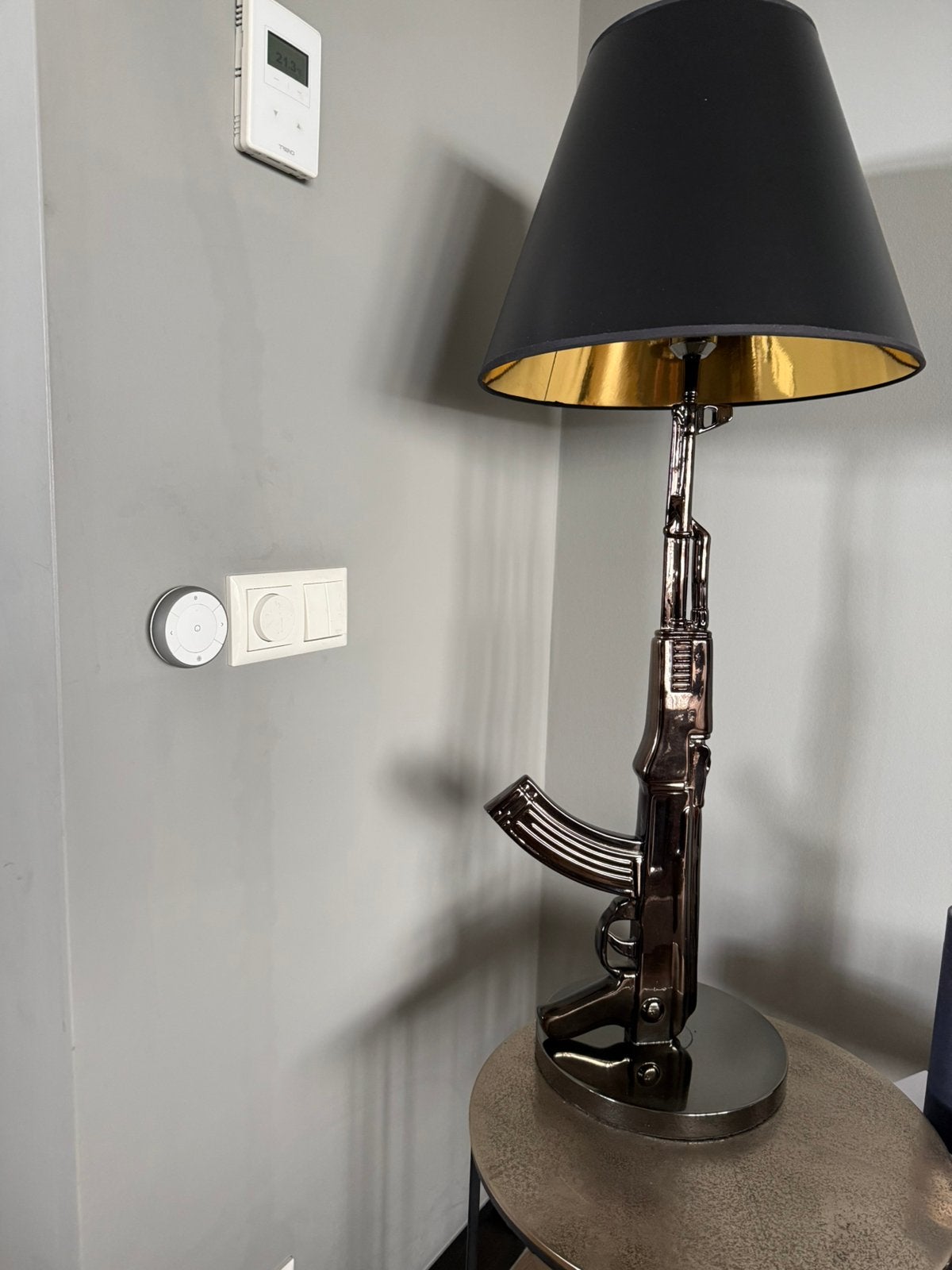 Eric Kuster Style geweerlamp zgan, Huis en Inrichting, Lampen | Tafellampen, Ophalen, Met schakelaar, Overige stijlen, Zo goed als nieuw
