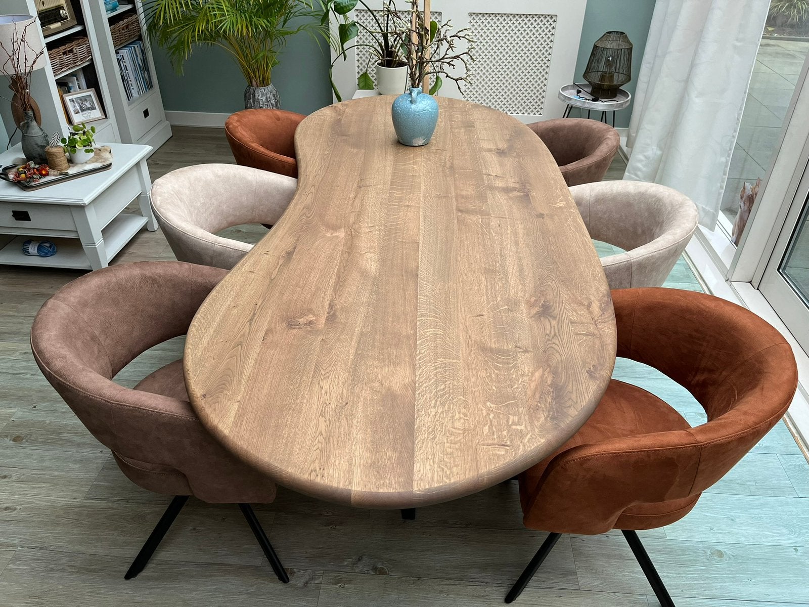 Eetkamertafel organisch 8-10 personen, 100 tot 150 cm, Eikenhout, Ophalen of Verzenden, Vijf personen of meer