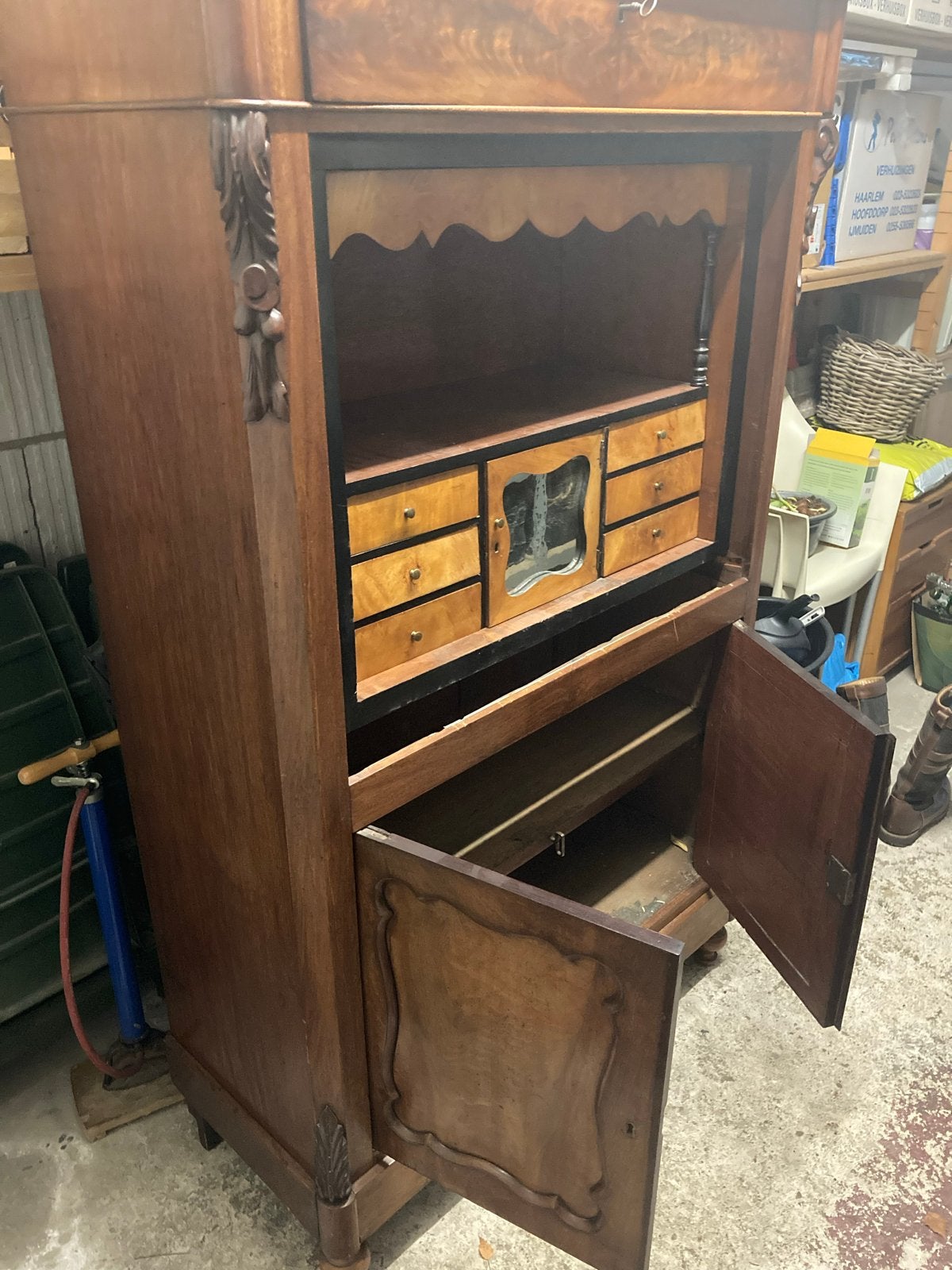 Antieke Biedermeier Secretaire Mahoniehout, Ophalen