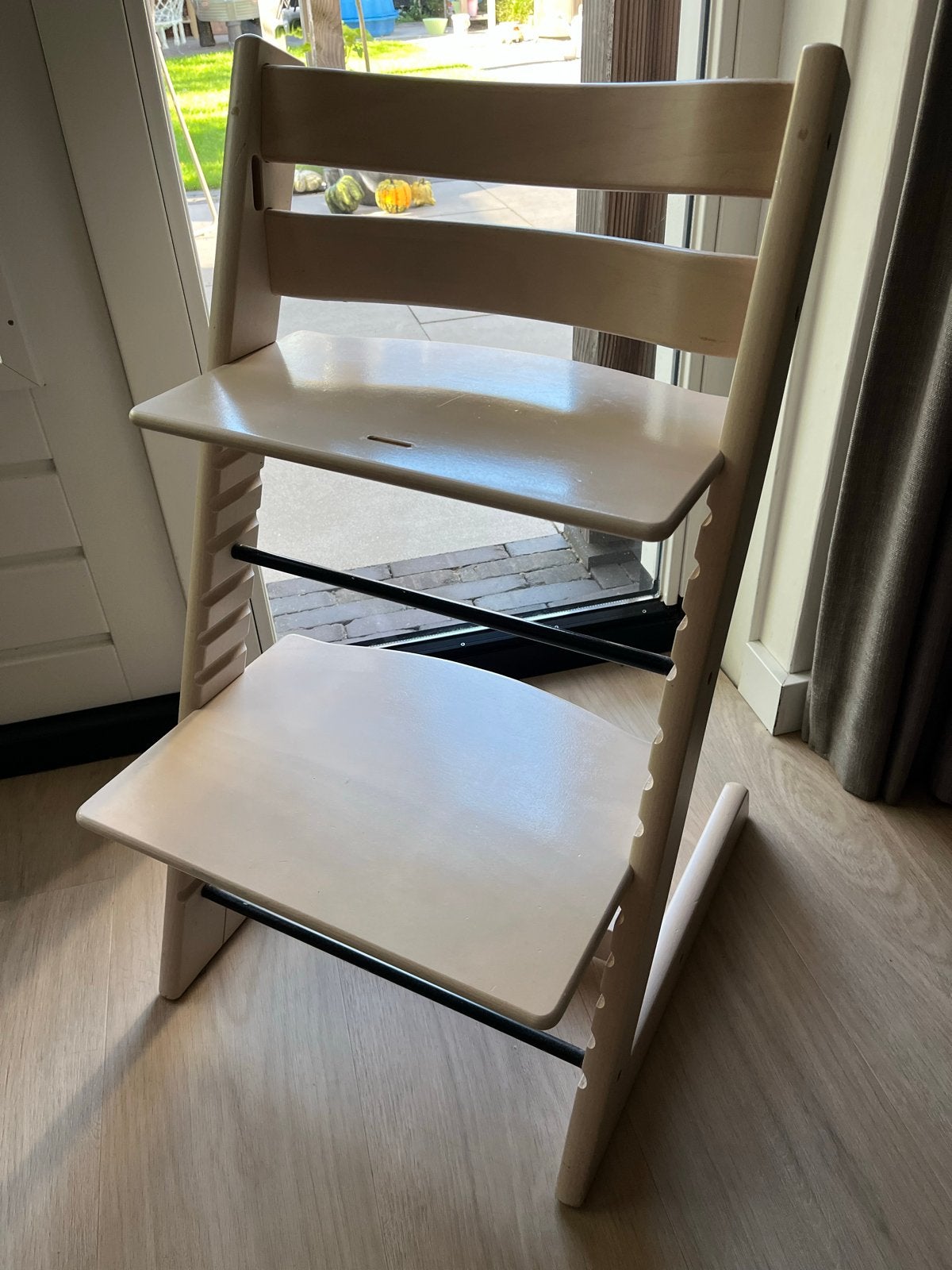Stokke Tripp Trapp meegroeistoel kinderstoel - White wash, Ophalen, Zo goed als nieuw, Meegroeistoel, Aanschuifbaar