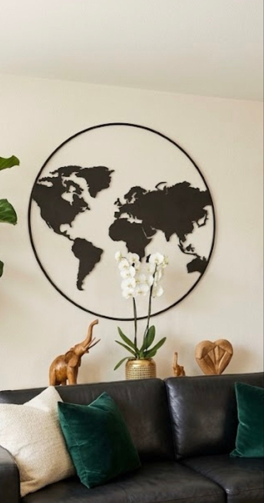 Grote ronde metalen wereldkaart  Ø110cm, Ophalen, Zo goed als nieuw, Metaal, Overige typen