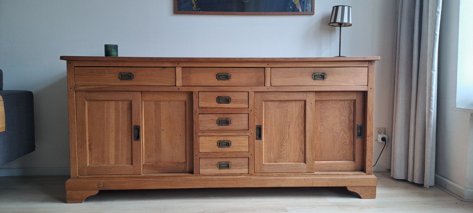 Massief eiken dressoir, Huis en Inrichting, Kasten | Dressoirs, Ophalen, Gebruikt, 25 tot 50 cm, Eikenhout