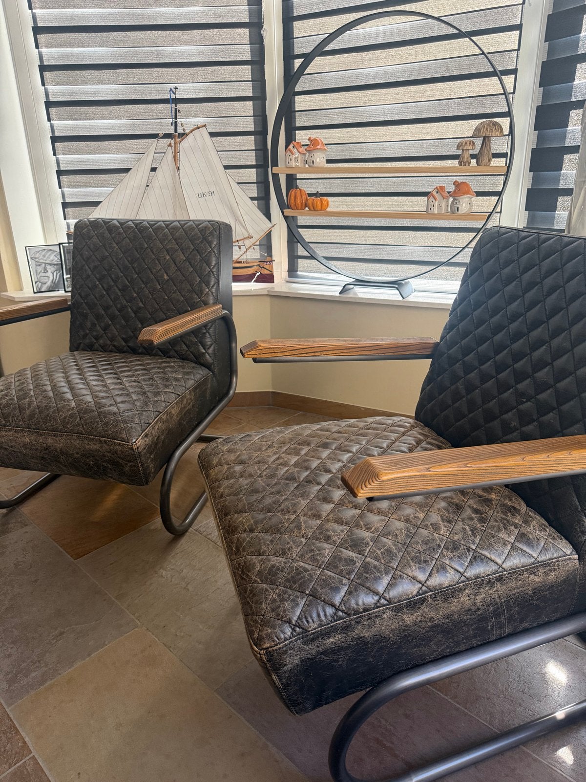 2 Leren Fauteuils - Zo Goed als Nieuw, Huis en Inrichting, Ophalen, Zo goed als nieuw, Leer