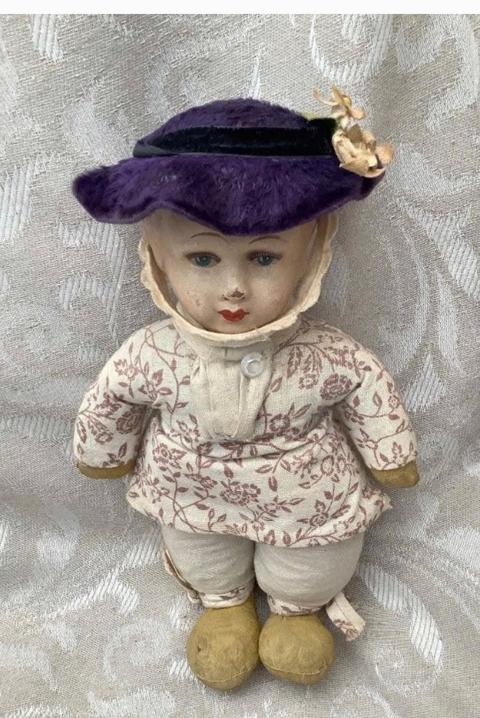Antieke wildebras pop, jaren ‘40-‘50, hoog 26 cm, Gebruikt, Ophalen of Verzenden, X, Pop