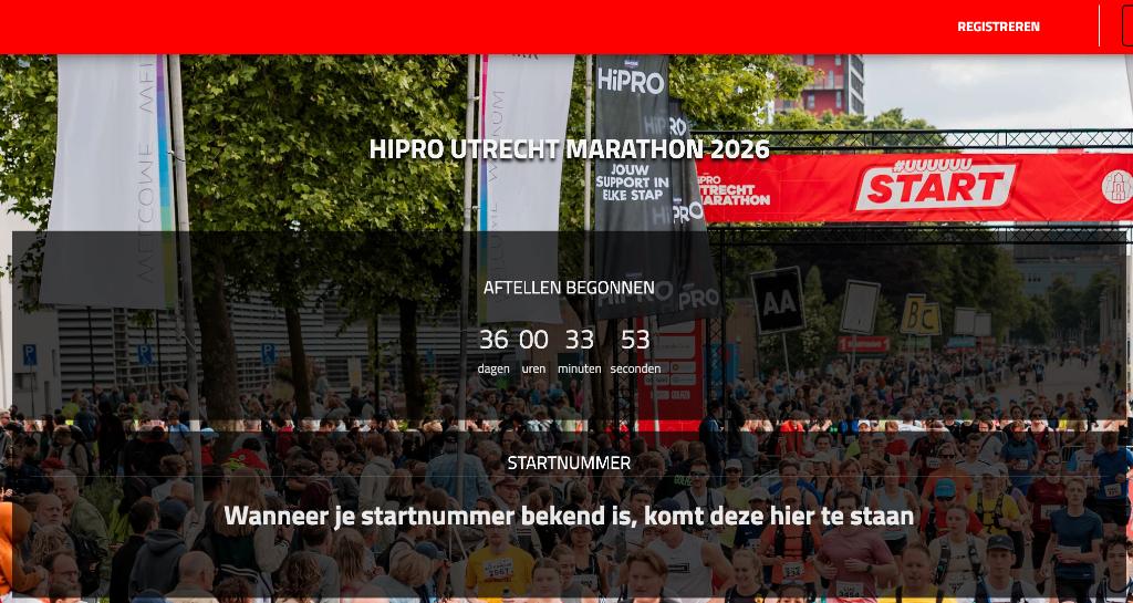 Deelname Ticket Marathon Hipro Utrecht, Overige merken, Overige typen, Nieuw, Ophalen of Verzenden