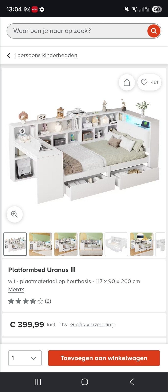 Platformbed Uranus III met opbergruimte en bureau, Ophalen of Verzenden