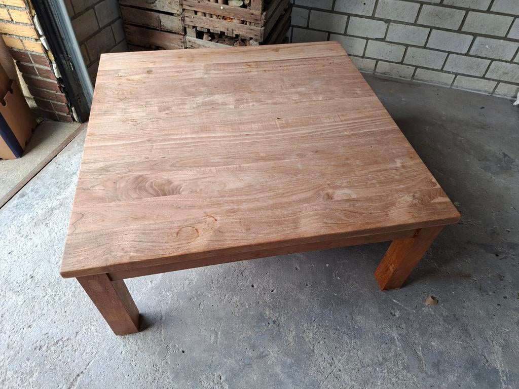 Teak Salontafel 1.00x1.00 - Zo goed als nieuw, Ophalen, Zo goed als nieuw, 100 tot 150 cm, 100 tot 150 cm