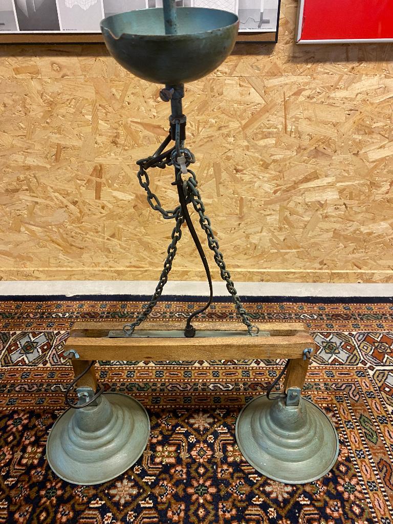 Industriële Hanglamp vintage, Gebruikt, Industrieel vintage, Ophalen of Verzenden, 75 cm of meer