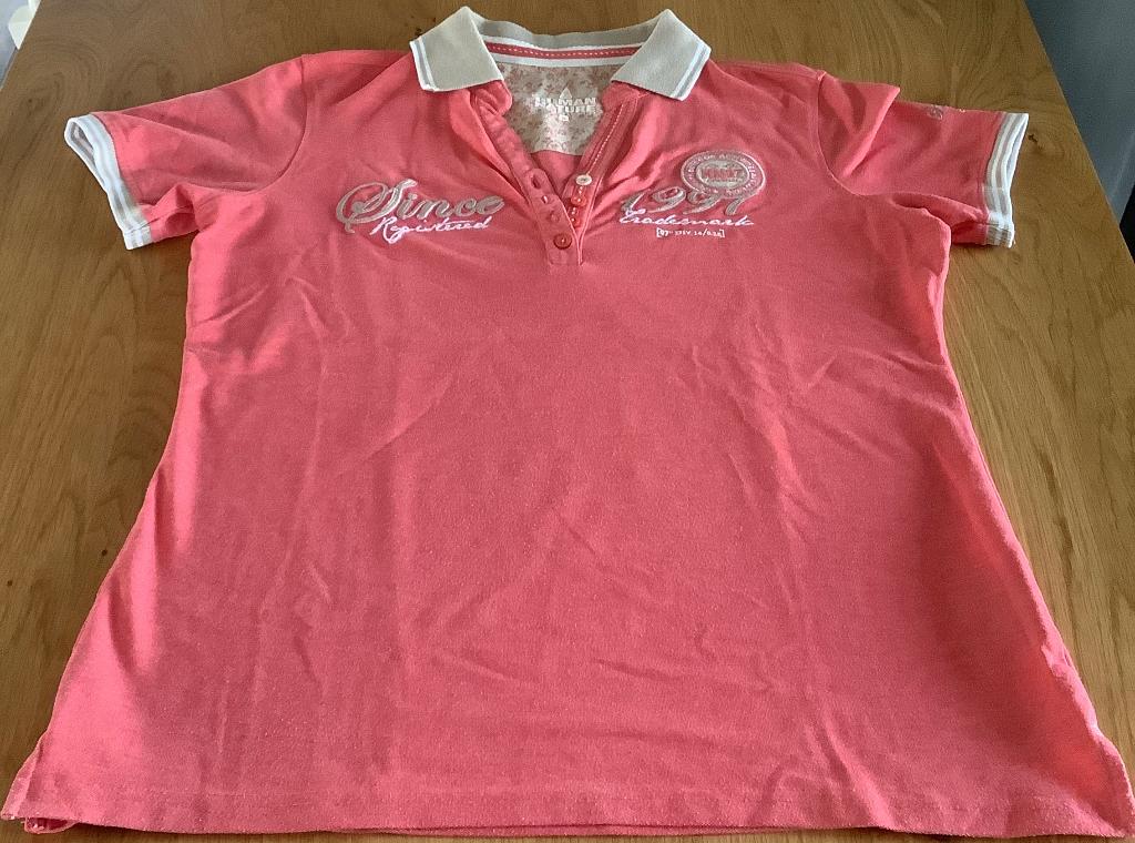 Z.G.A.N dames Polo t-shirt kleur roze/rood, Kleding | Dames, T-shirts, Zo goed als nieuw, Maat 38/40 (M), Overige kleuren, Korte mouw