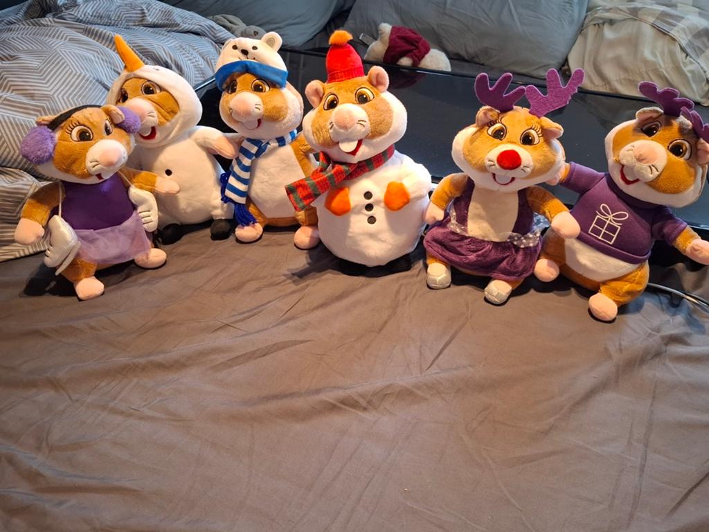 Set van 6 Hamster Knuffels - Diverse Kerst Outfits, Overige merken, Overige karakters, Hamster, Ophalen of Verzenden