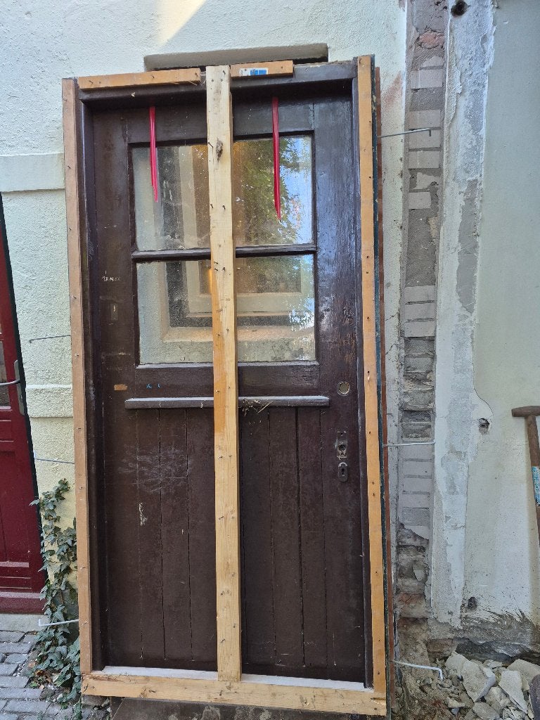 oude deur met kozijn, Ophalen, Gebruikt, 80 tot 100 cm, Binnendeur