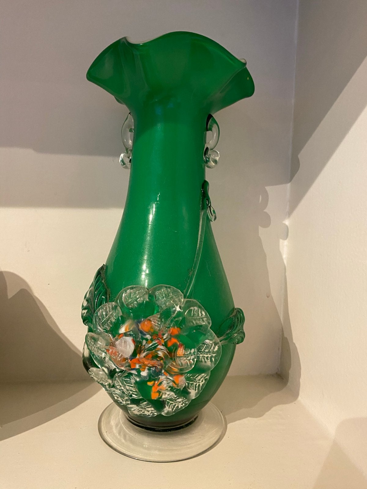 Murano handgeblazen vaas groen, Antiek en Kunst, Ophalen of Verzenden