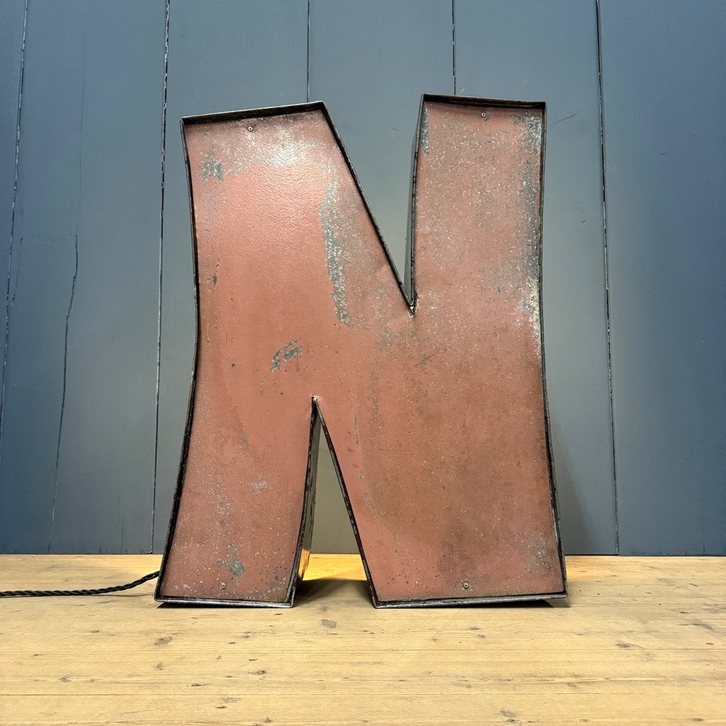Grote letter N van zink met verlichting Amerika gevelletter, Ophalen of Verzenden