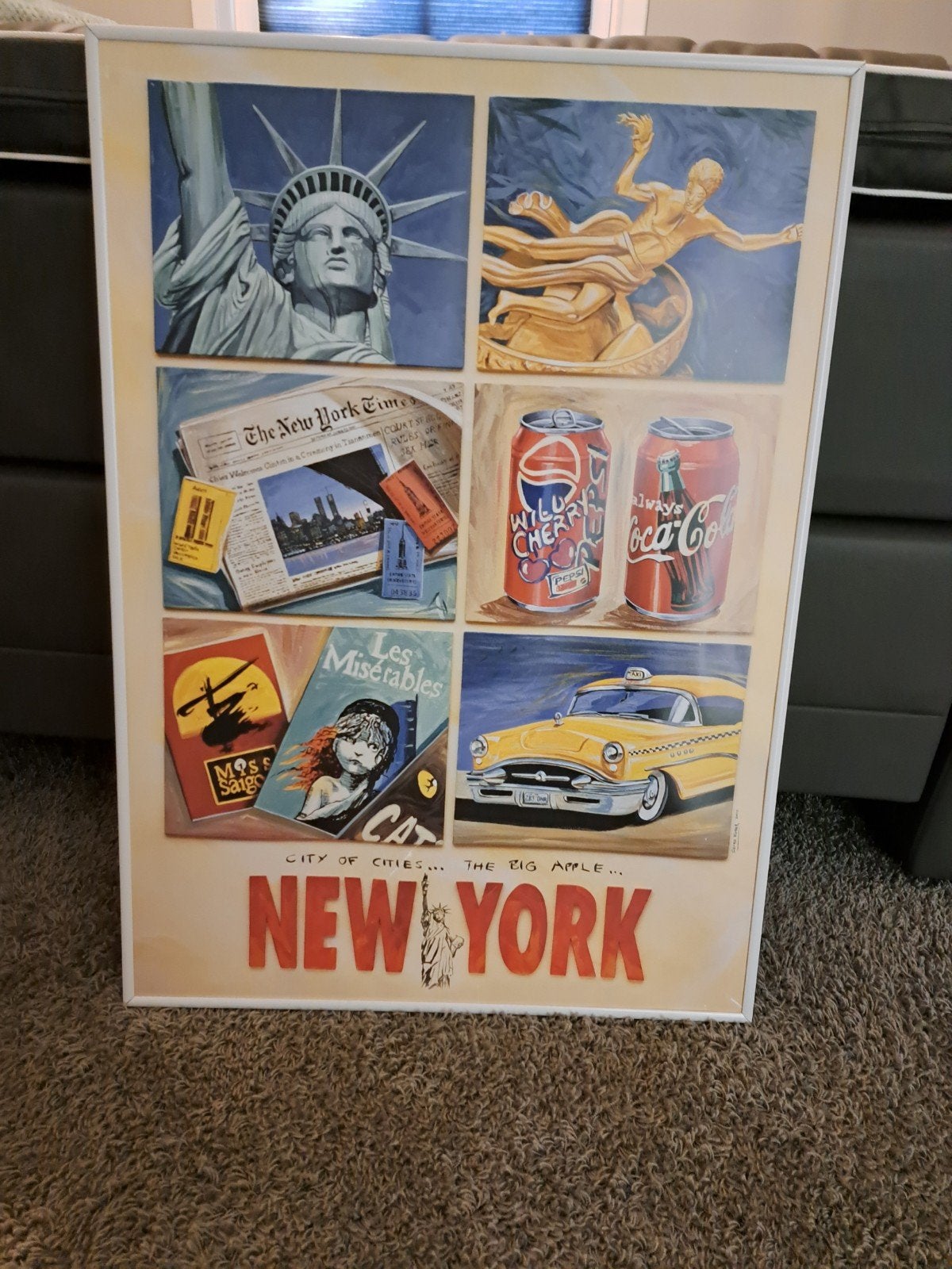Leuk schilderij New York, Realistisch, Ophalen of Verzenden, Print, Ingelijst