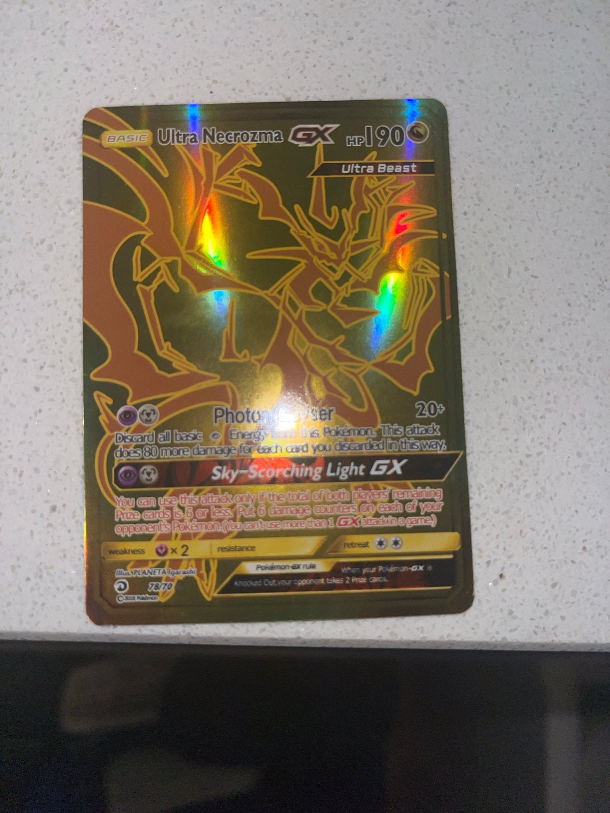 Ultra Necrozma GX Pokémon kaart - Zeldzaam en Foil!, Ophalen, Nieuw, Losse kaart, Foil