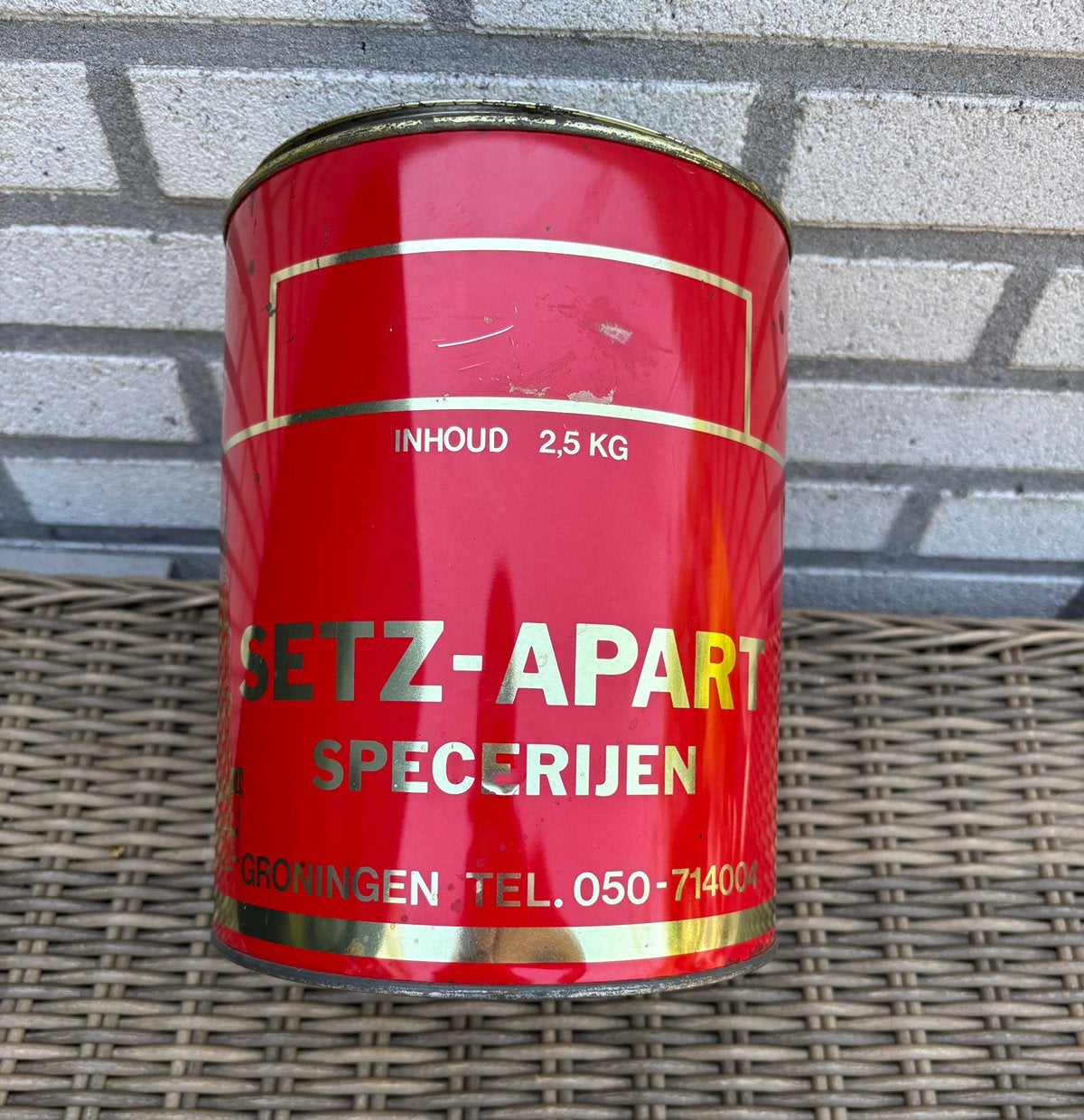 Setz specerijen blik, Ophalen of Verzenden, Gebruikt, Overige