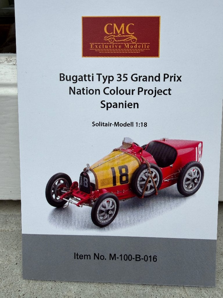1:18 Bugatti Typ35 Nation Colour Spain CMC M-100-B-016, Hobby en Vrije tijd, Modelauto's | 1:18, Overige merken, Auto, Nieuw, Ophalen of Verzenden