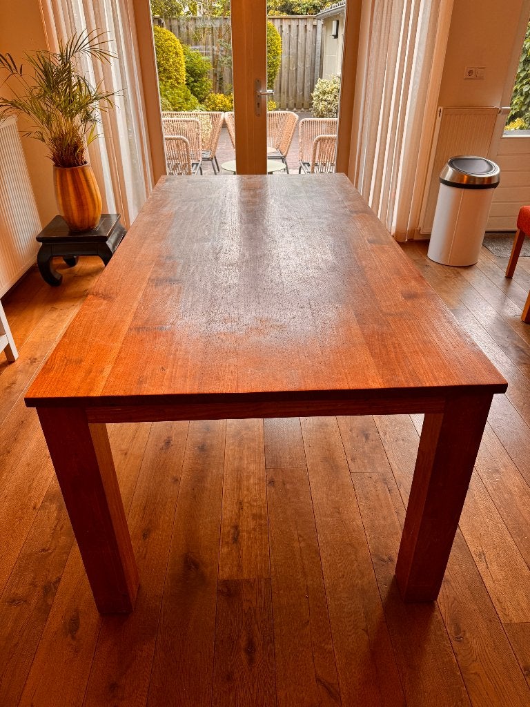 Eetkamertafel Teak hout 200 cm x 100 cm, Ophalen, Teakhout, 200 cm of meer, 50 tot 100 cm
